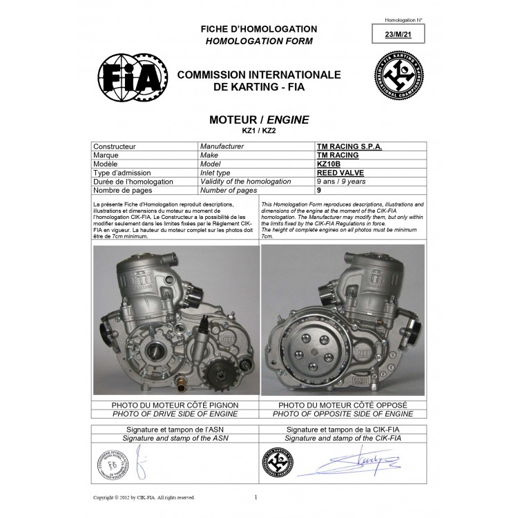 FICHE MOTORE TM KZ10-B