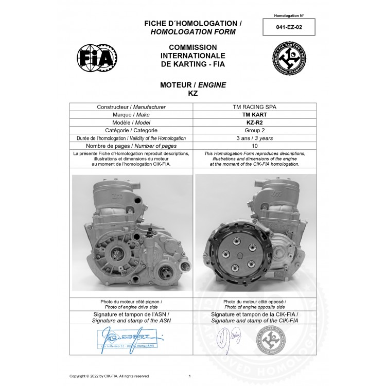 FICHE MOTORE TM KZ R2