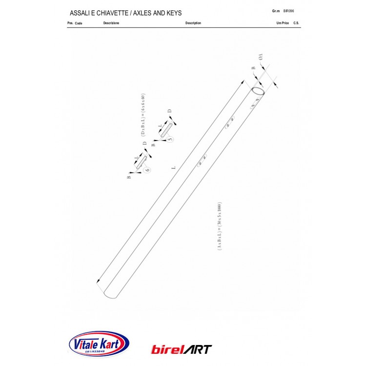 * CATALOGO BIREL ART *ASSALI E CHIAVETTE- AXLES AND KEYS* 