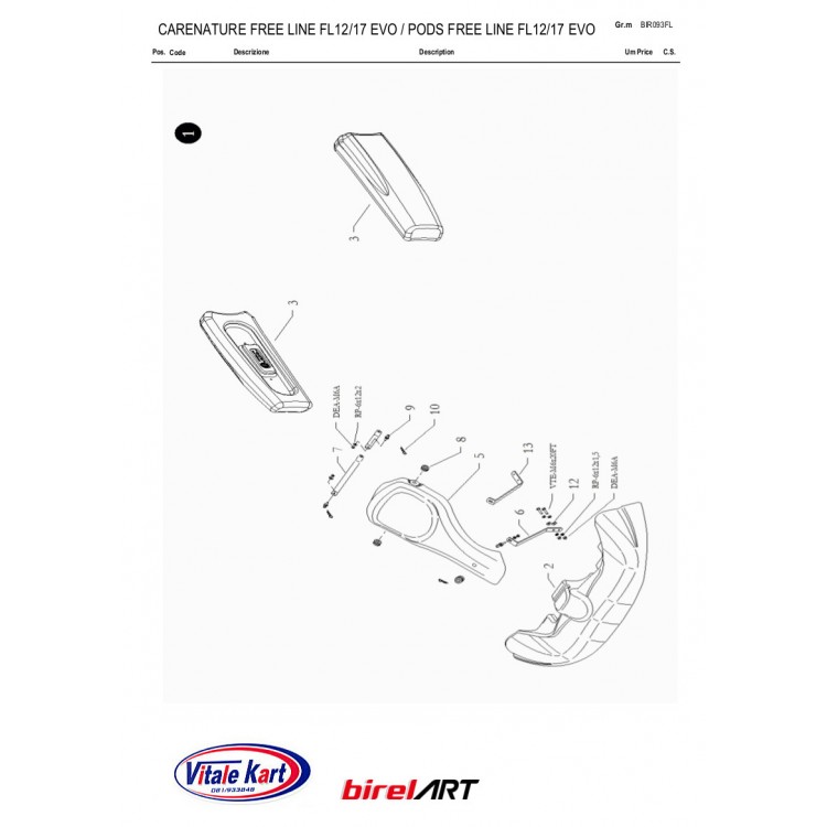 * CATALOGO BIREL ART *CARENATURE FREE LINE 12-17 EVO KG-PODS F 