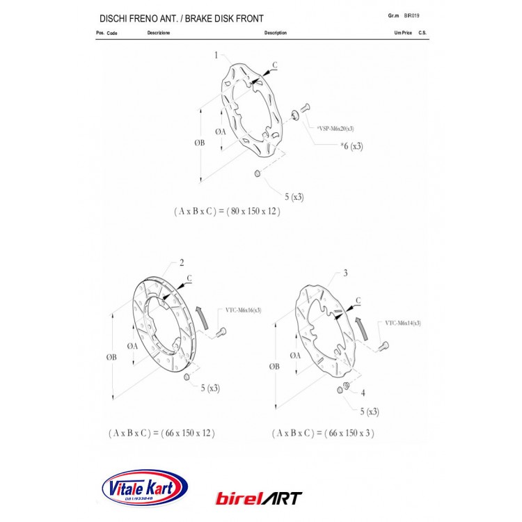 * CATALOGO BIREL ART *DISCHI FRENO ANT-BRAKE DISK FRONT* 